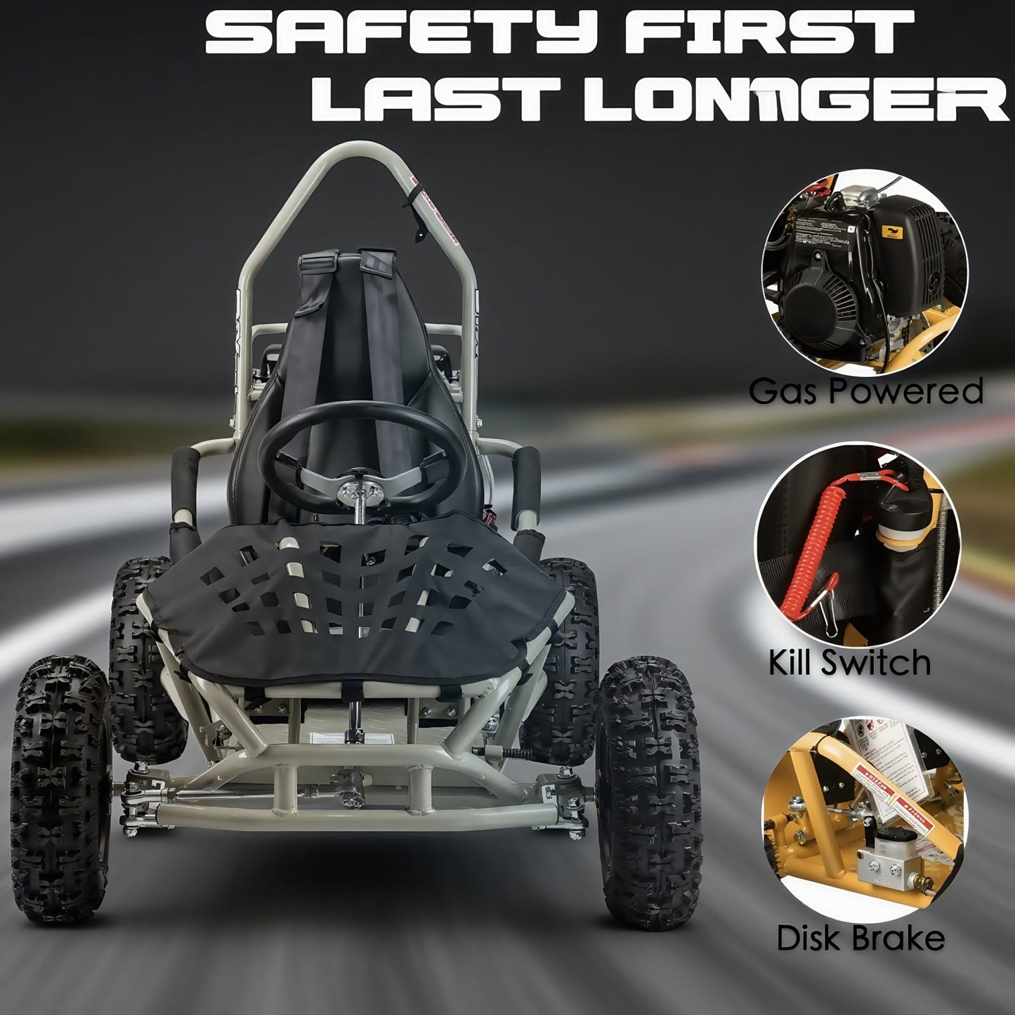 SYX MOTO GK-49A 50cc 4-Stroke Gas Go Kart | Off-Road Mini Buggy for Teens