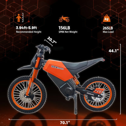 SYX MOTO Sprk 5500W Peak 60V/27AH Off-Road Electric Ride-On for Teens & Adults