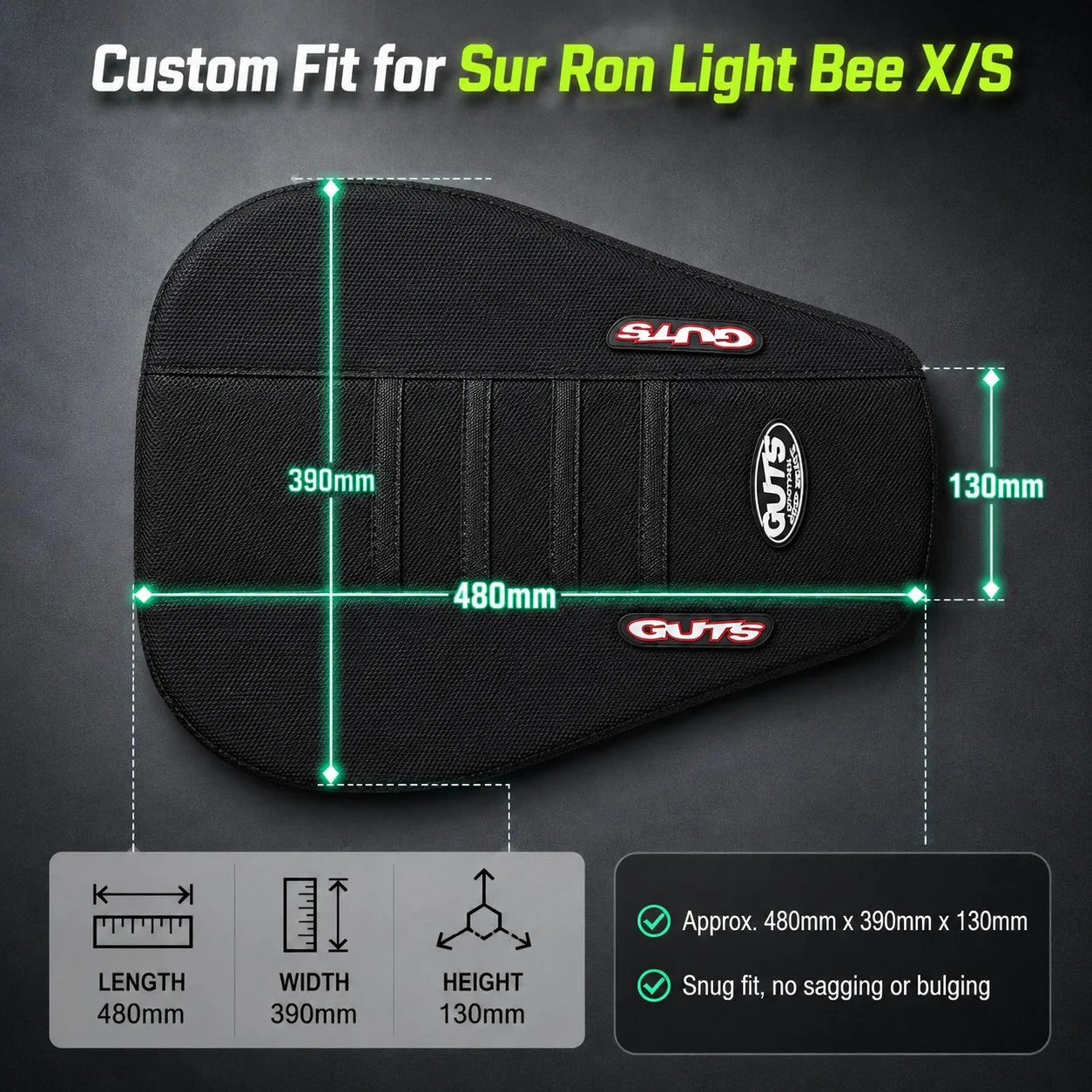 GUTS Style Ribbed Seat Cover for Dirt Bikes – Gripper Seat Cover with Custom Color Options