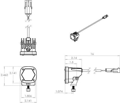 Baja Designs S1 LED Light with Mount – Wide, Work, Spot