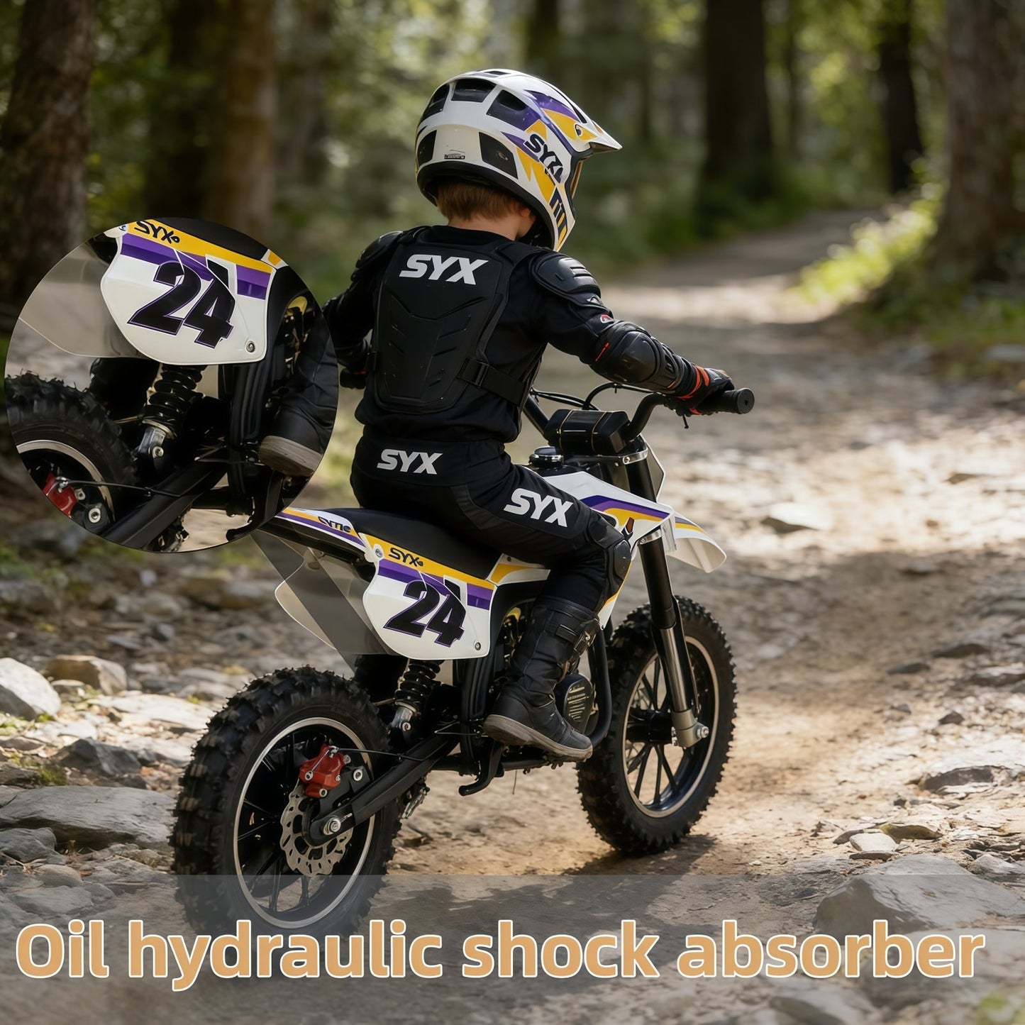 SYX MOTO MK 40cc 4-Stroke Kids Mini Dirt Bike – Automatic Gas Pocket Bike with Pull Start, EPA Approved