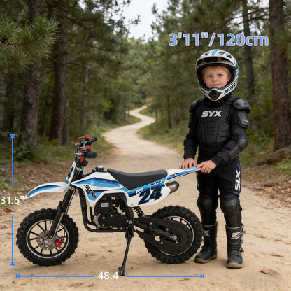 SYX MOTO MK 40cc 4-Stroke Kids Mini Dirt Bike – Automatic Gas Pocket Bike with Pull Start, EPA Approved