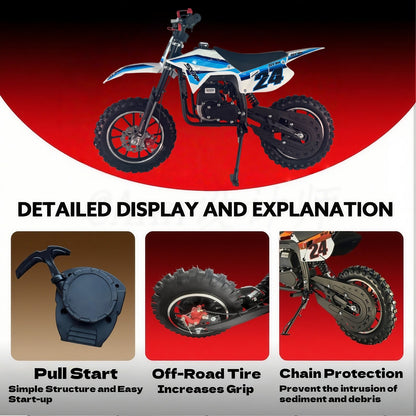 SYX MOTO MK 40cc 4-Stroke Kids Mini Dirt Bike – Automatic Gas Pocket Bike with Pull Start, EPA Approved
