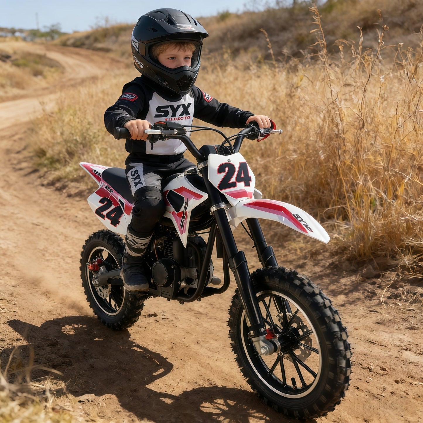 SYX MOTO MK 40cc 4-Stroke Kids Mini Dirt Bike – Automatic Gas Pocket Bike with Pull Start, EPA Approved