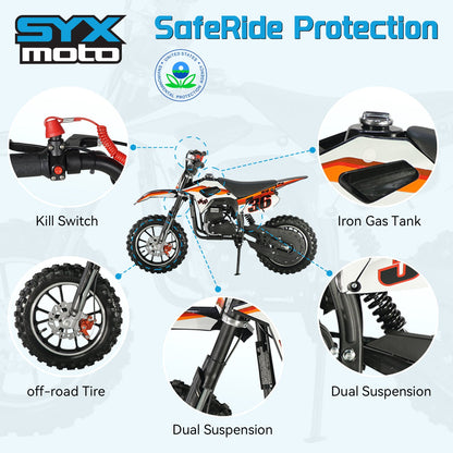SYX MOTO MK 40cc 4-Stroke Kids Mini Dirt Bike – Automatic Gas Pocket Bike with Pull Start, EPA Approved
