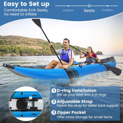 Premium 12FT 2-Person Inflatable Tandem Kayak Kit With Pump And Paddles (SAK94816)